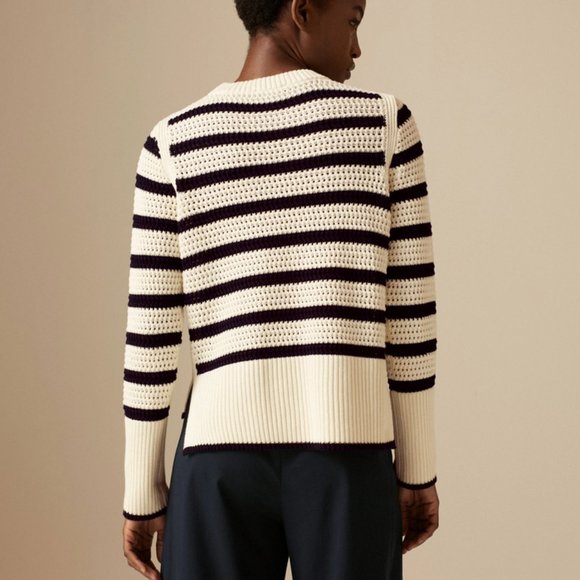 SOLD - ME+EM Cotton Textured Breton Sweater in Cream Size M (NEW WITH TAGS) - Picture 4 of 6